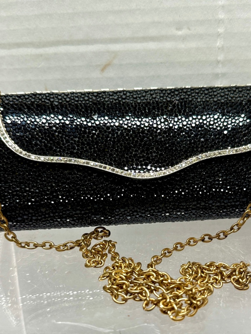 Katherine Baumann Beverly Hills Black Crystal Ruffle Bag 77/500